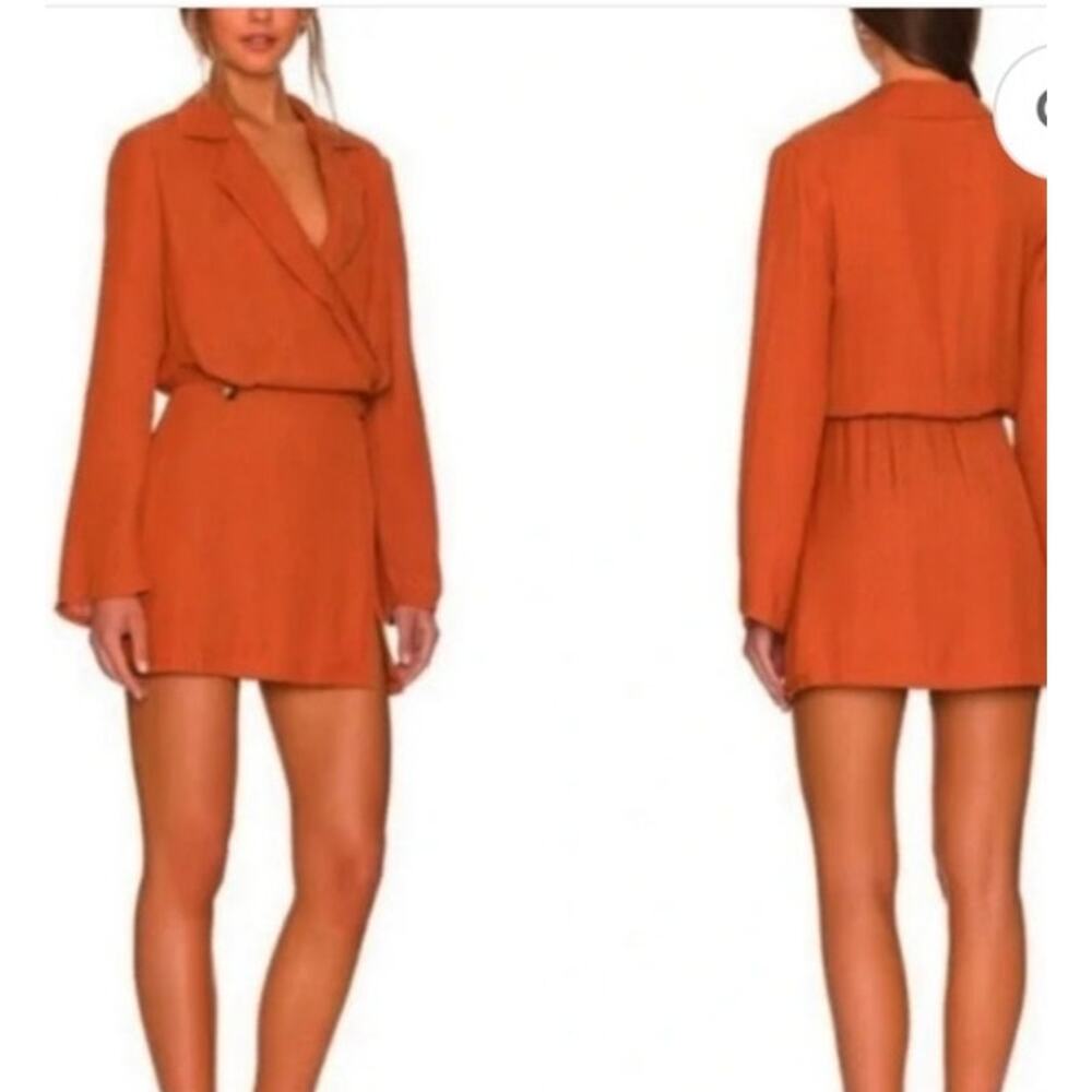 Free People Rust Orange Wrap Mini Dress - Picture 7 of 8